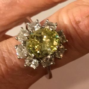 YELLOW AND CZ COCKTAIL RING